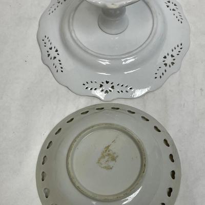 Pedestal Porcelain Pastry Dish and 50th Anniversary Porcelain Trinket Bowl