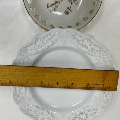 Pedestal Porcelain Pastry Dish and 50th Anniversary Porcelain Trinket Bowl