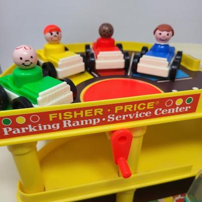 1970's Fisher Price Parking Garage, Cars, Little People