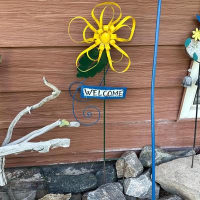SHEPHERDS HOOK AND STAKED YARD ART
