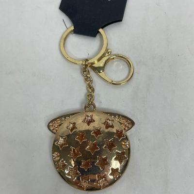 Gold-tone Key Chain Fob - Smiley Face with Halo