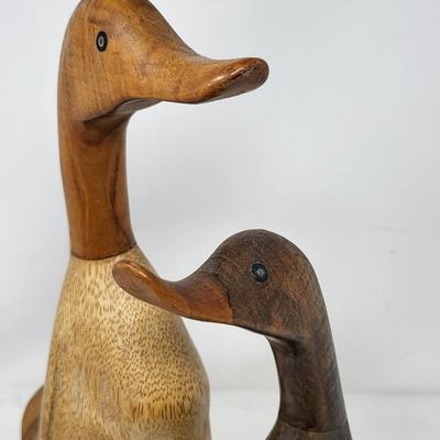 Vintage Hand Sculpted Decorative Wood Ducks