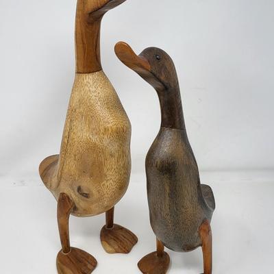Vintage Hand Sculpted Decorative Wood Ducks