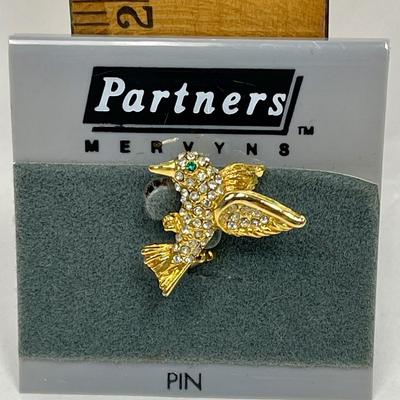 Partners Gold Tone and Rhinestone Hummingbird Pin