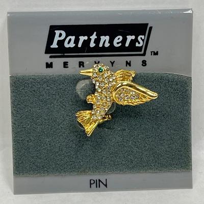 Partners Gold Tone and Rhinestone Hummingbird Pin