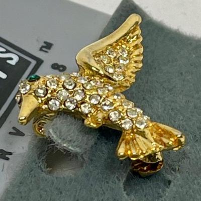 Partners Gold Tone and Rhinestone Hummingbird Pin