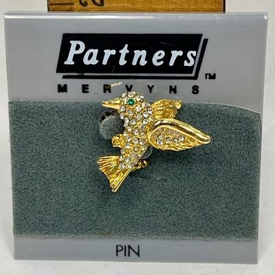 Partners Gold Tone and Rhinestone Hummingbird Pin