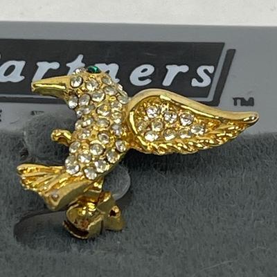 Partners Gold Tone and Rhinestone Hummingbird Pin