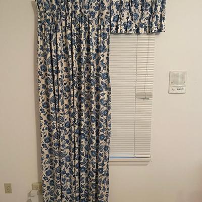 Queen Bed Frame and Blue/white Drape set