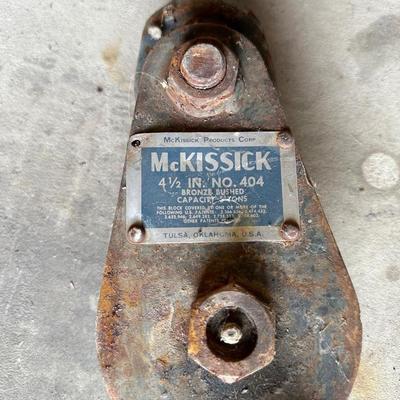 IRON PULLEY AND ANTIQUE 3 WHEEL CASTERS