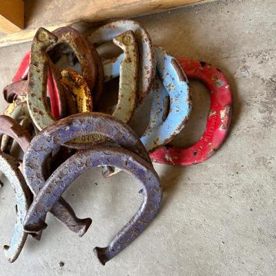 A COLLECTION OF HORSE SHOES