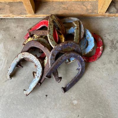 A COLLECTION OF HORSE SHOES