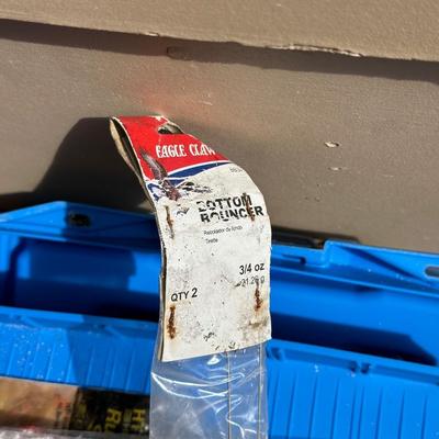 TACKLE BOX W/TACKLE, MINNOW BUCKET