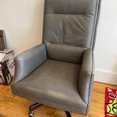 Hooker Furn. Grey desk chair with hobnail trim