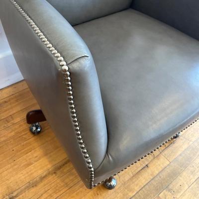 Hooker Furn. Grey desk chair with hobnail trim