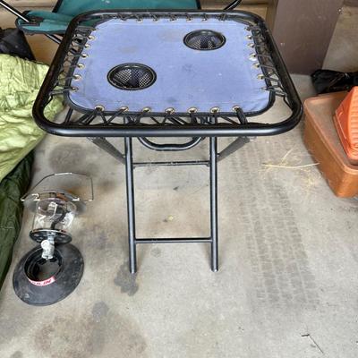 DOWN SLEEPING BAG, FOLDING CHAIR AND TABLE PLUS LANTERN