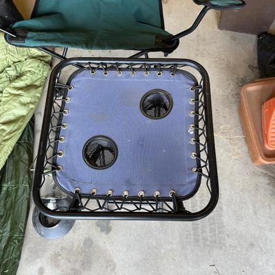 DOWN SLEEPING BAG, FOLDING CHAIR AND TABLE PLUS LANTERN