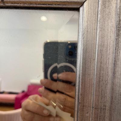 Large Silver Beveled Mirror