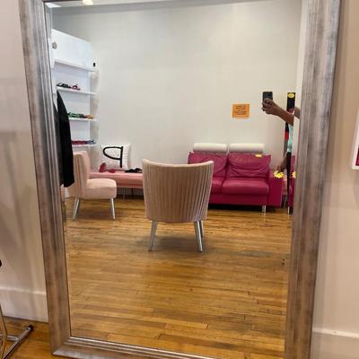 Large Silver Beveled Mirror