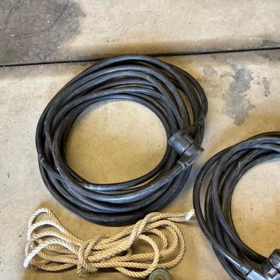 FLOOR JACK, TIRE HUGGER AND 220W CORDS
