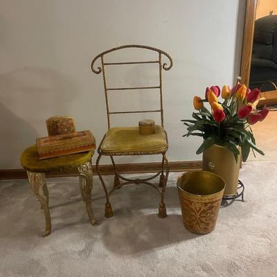 Florentine accessories and braided chair lot