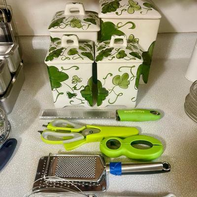 Kitchen- Green Tool and Canister