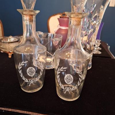 2 Etched Decanter