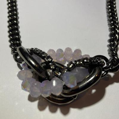 Nine West Gun Metal Color Fashion Necklace 17-19" Adjustable in New Never Worn Condition.