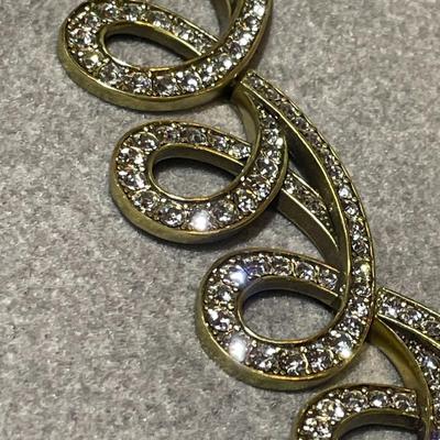 HSN's Heidi Daus Designer Clear Diamond Swarovski Crystal Swirl Statement Adjustable Necklace with Ivory Color Faux Pearls NIB as...