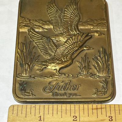 1990 Madison Co 14oz Bronze Plaque/Paperweight USA Fathers Appreciation Quote as Pictured.