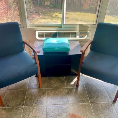 Blue Chair Pair and Tv Stand Lot