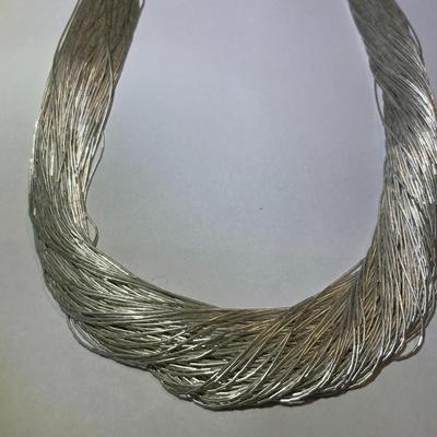 New Never Used Carolyn Pollack/Relios Liquid Sterling Silver 100-Strand Chain Adjustable Necklace 23"-26" (Jewelry #10).