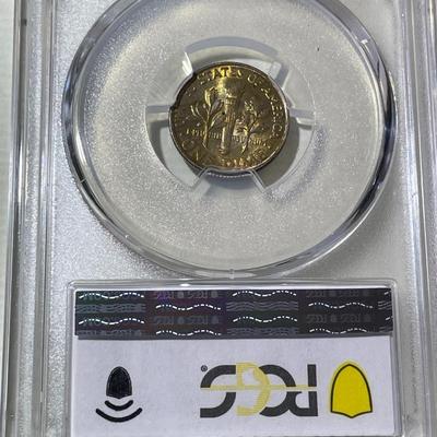 PCGS CERTIFIED 1952-D MS66 FULL BANDS SUPERB TONED ROOSEVELT SILVER DIME AS PICTURED.