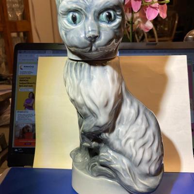 Vintage Jim Beam Cat Decanter Kentucky Straight Kitty Empty Bottle/Decanter 11.25" Tall Bar Decor Dated 1967