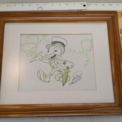 Original Walt Disney Jiminy Cricket Sketch Monica Willis Matted