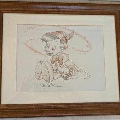 Original Pinocchio Sketch by Paul Banwer Matted