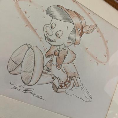 Original Pinocchio Sketch by Paul Banwer Matted