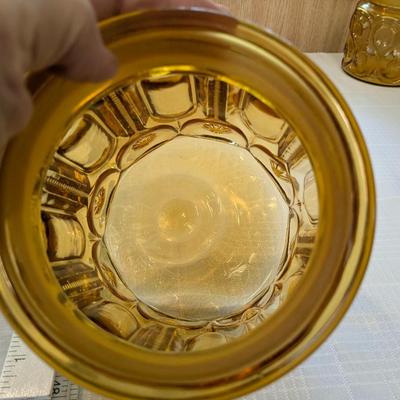 Large Vintage LE Smith Moon and Stars Amber Glass Canister Jar