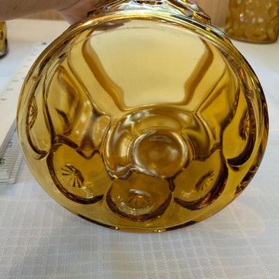 Large Vintage LE Smith Moon and Stars Amber Glass Canister Jar