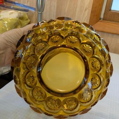L. E. Smith Moon and Star Amber Lidded Vintage Candy Dish