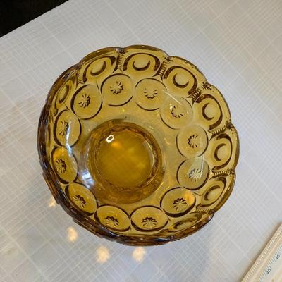 L. E. Smith Moon and Star Amber Lidded Vintage Candy Dish
