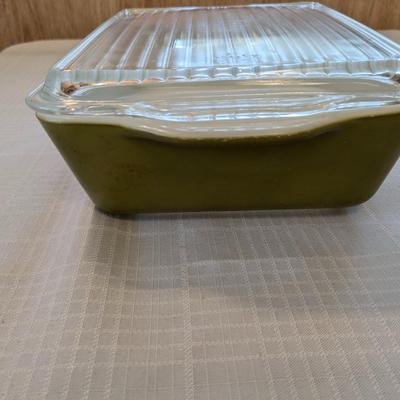 VTG Pyrex Spring Blossom Green Crazy Daisy Refrigerator Dish With Lid