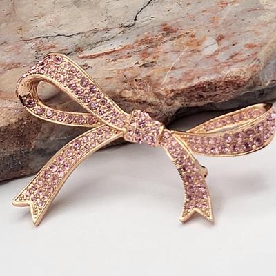 KJL Pink Crystal Bow Brooch