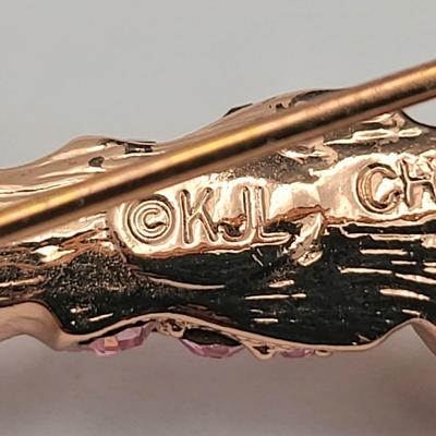 KJL Pink Crystal Bow Brooch