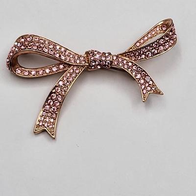 KJL Pink Crystal Bow Brooch