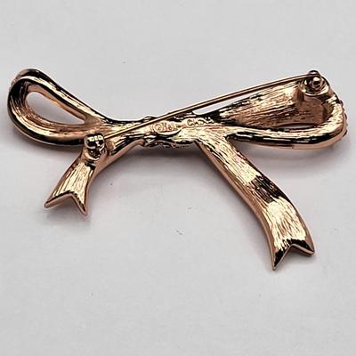 KJL Pink Crystal Bow Brooch