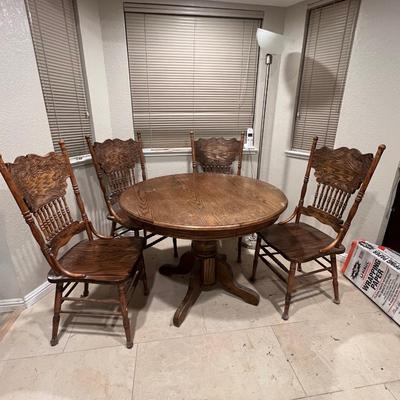 Vintage Wood Dining Set w/ Table & Chairs