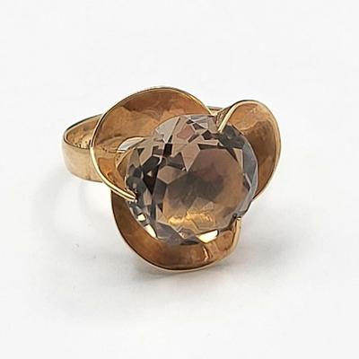 Antique 10k Gold Ring Citrine Gemstone 4.4gr Size 5.5