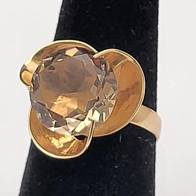 Antique 10k Gold Ring Citrine Gemstone 4.4gr Size 5.5