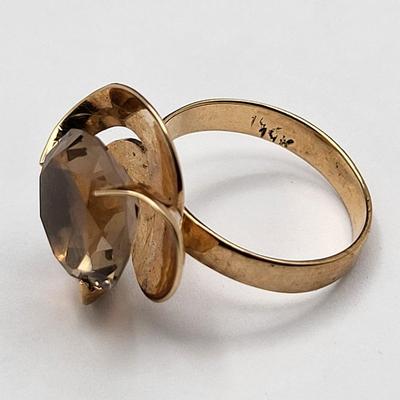 Antique 10k Gold Ring Citrine Gemstone 4.4gr Size 5.5